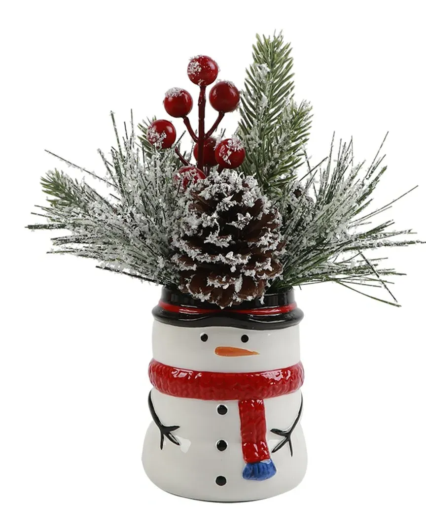Xmas Mix Snowman Ceramic Pot - White, Ceramic