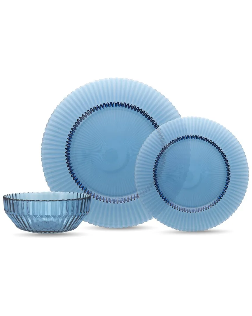 Archie 12pc Dinnerware Set - Cornflower Blue, Glass