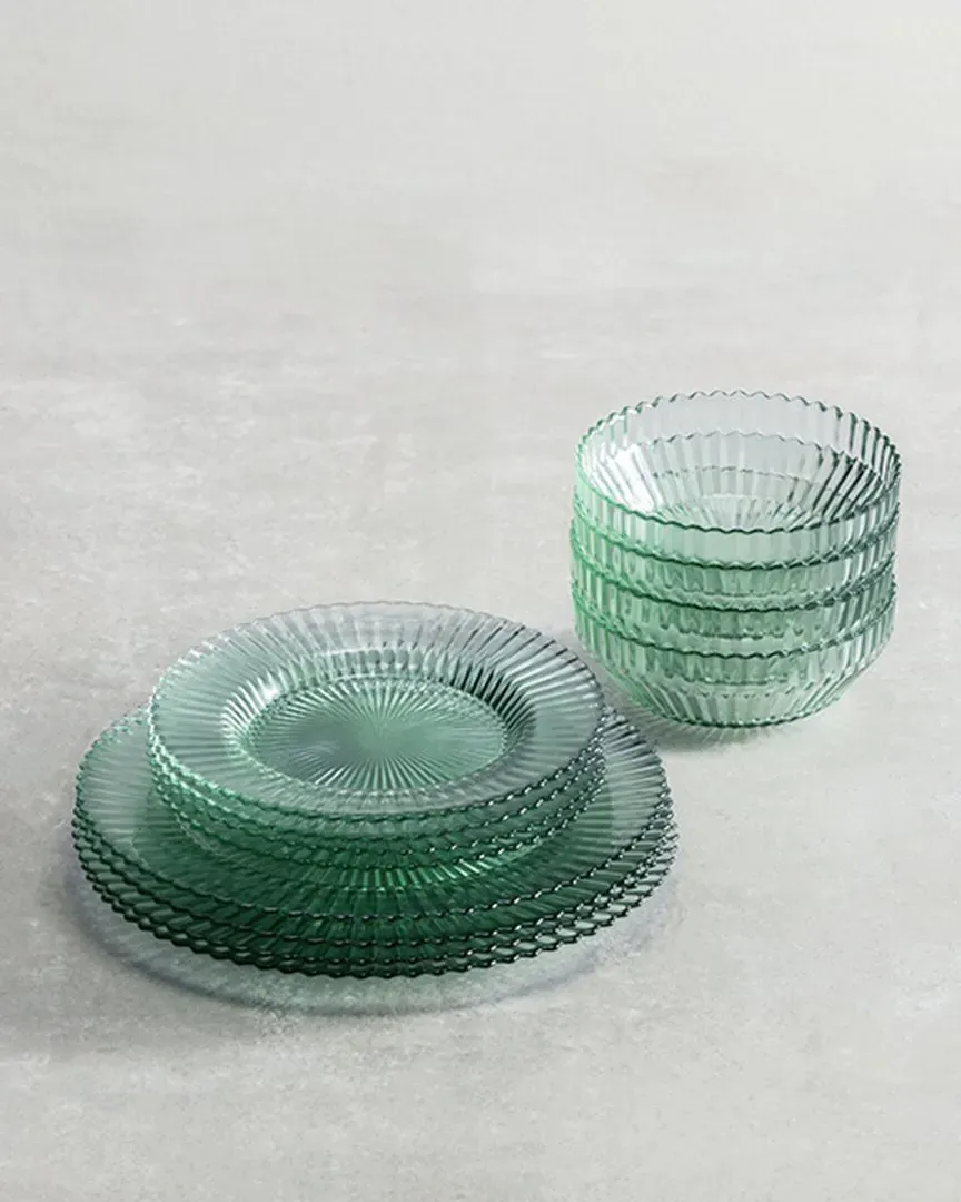 Archie 12pc Dinnerware Set - Verde Green, Glass