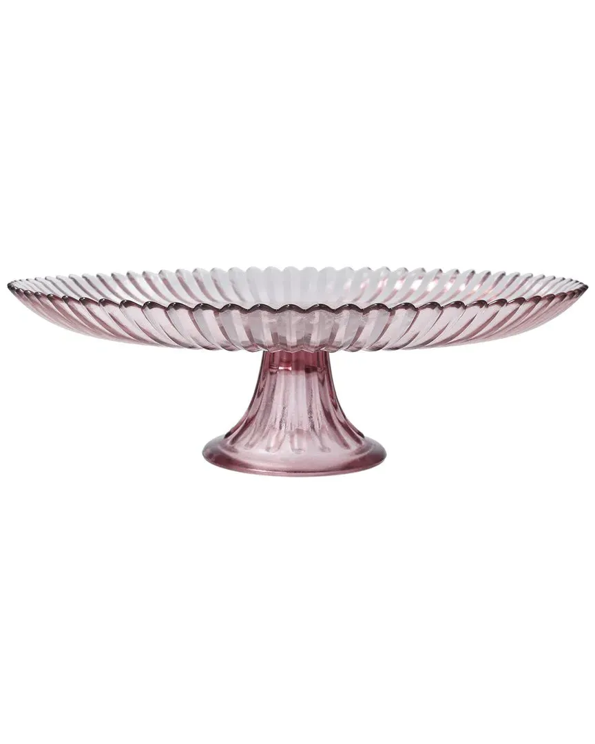Archie 13in Large Cake Stand - Pink, Glass