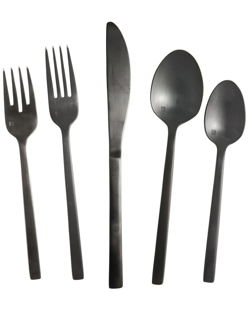 Arezzo 20pc Flatware Set - Brushed Black, Stainless Steel