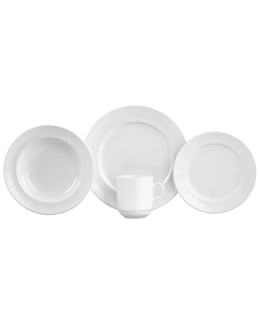 Cassia 16-Piece Dinnerware Set - White, Vitrified China