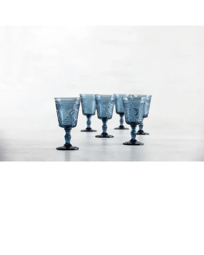 Debutante Set of 6 Goblet Glasses - Cornflower Blue