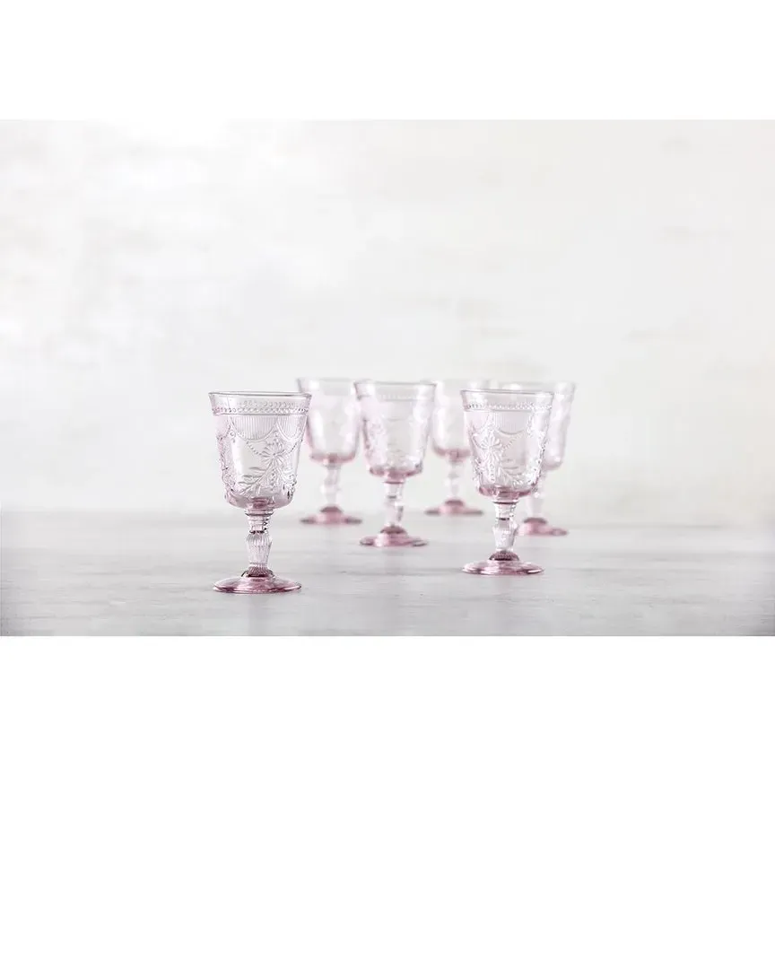 Debutante Set of 6 Goblet Glasses - Pink