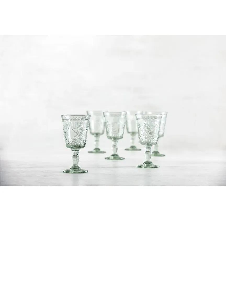 Debutante Set of 6 Goblet Glasses - Sage Green