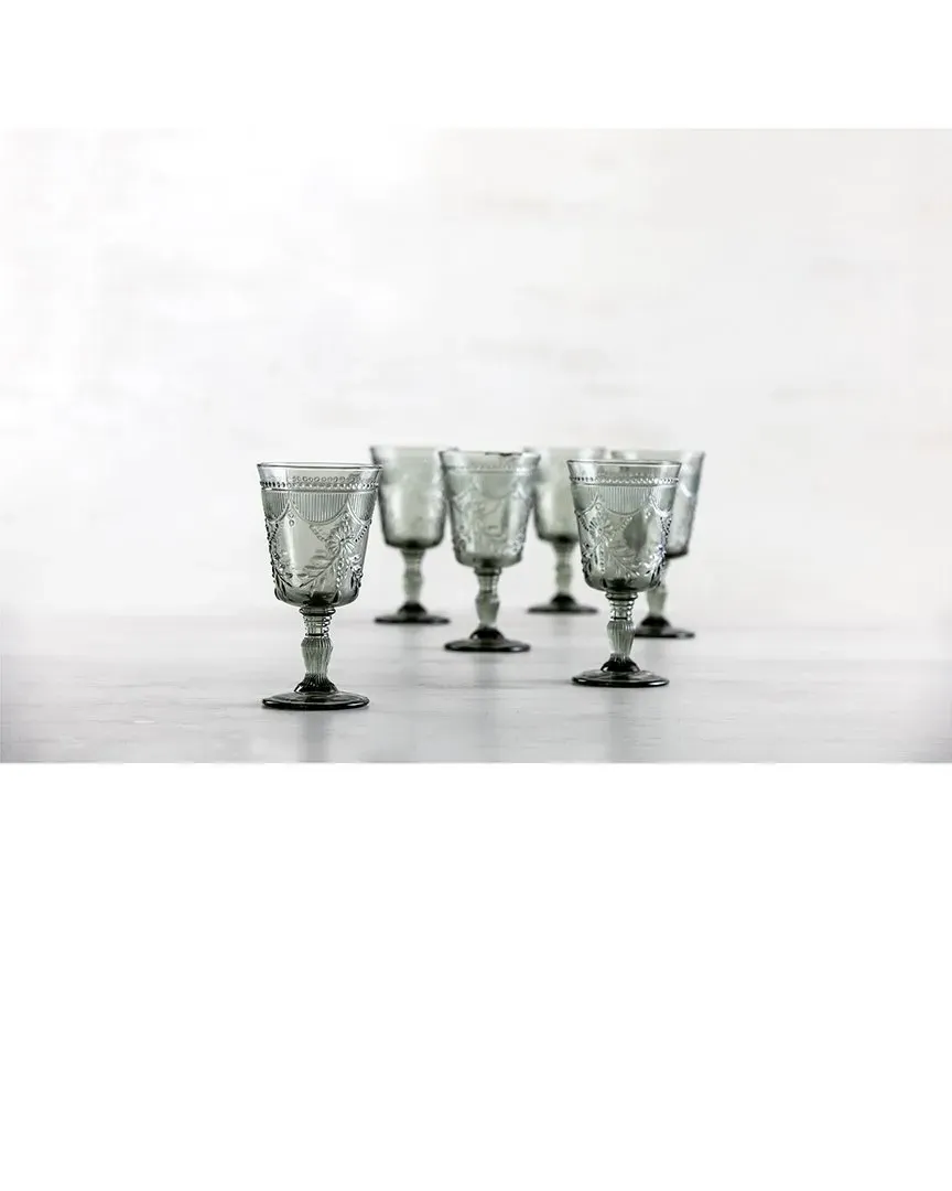 Debutante Set of 6 Goblet Glasses - Smoke Grey