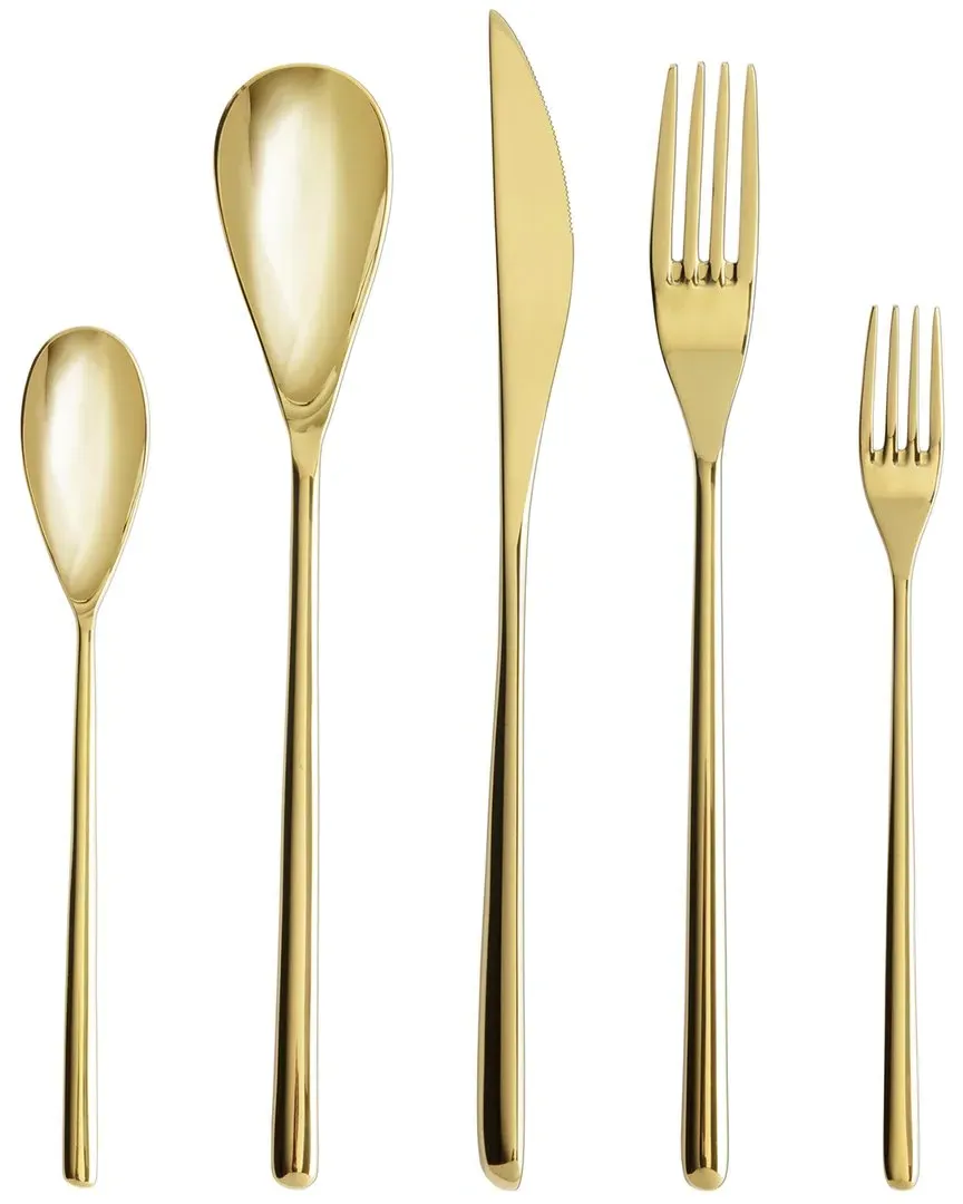 Dragonfly 5-Piece Flatware Set - Gold, Stainless Steel image