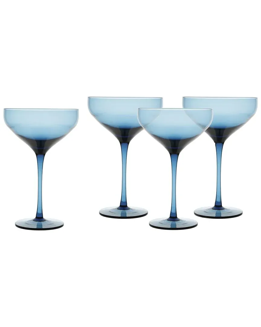 Gala Set of 4 Coupe Cocktail Glasses - Blue, Glass