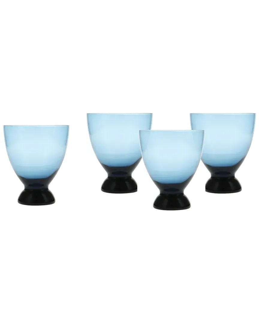 Gala Set of 4 Lowball Cocktail Glasses - Blue, Glass