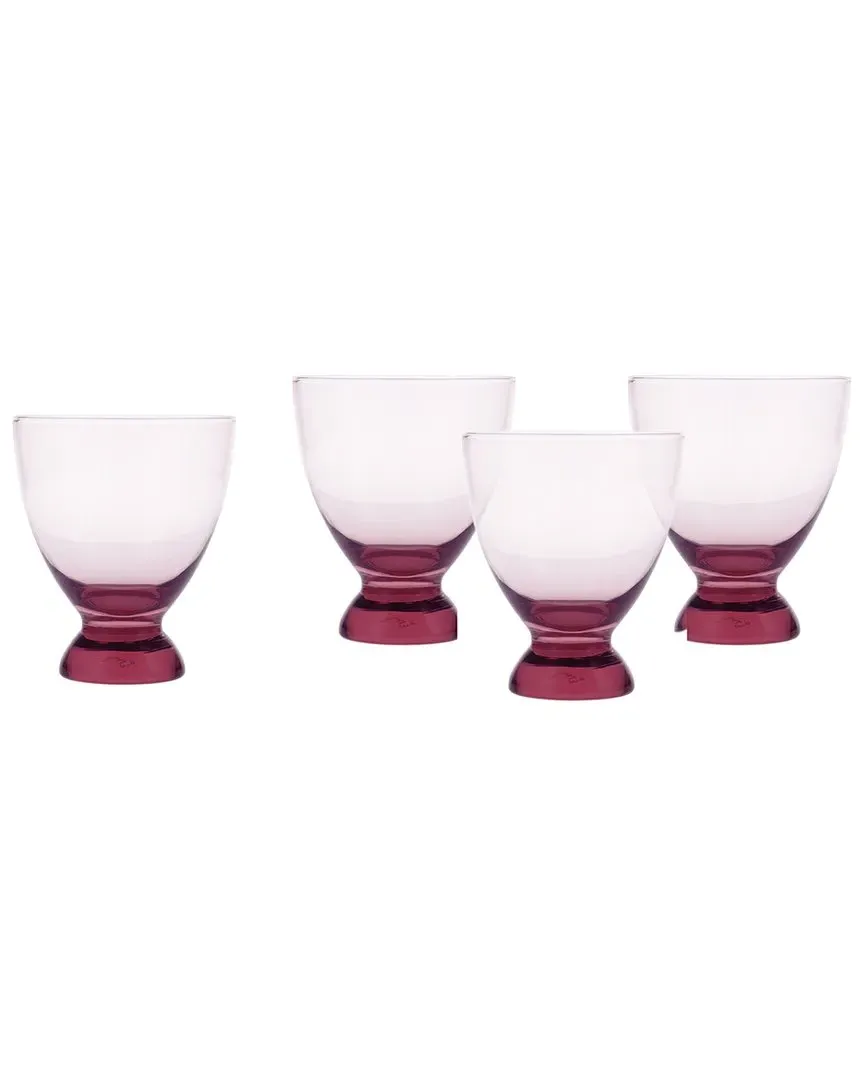 Gala Set of 4 Lowball Cocktail Glasses - Pink, Glass
