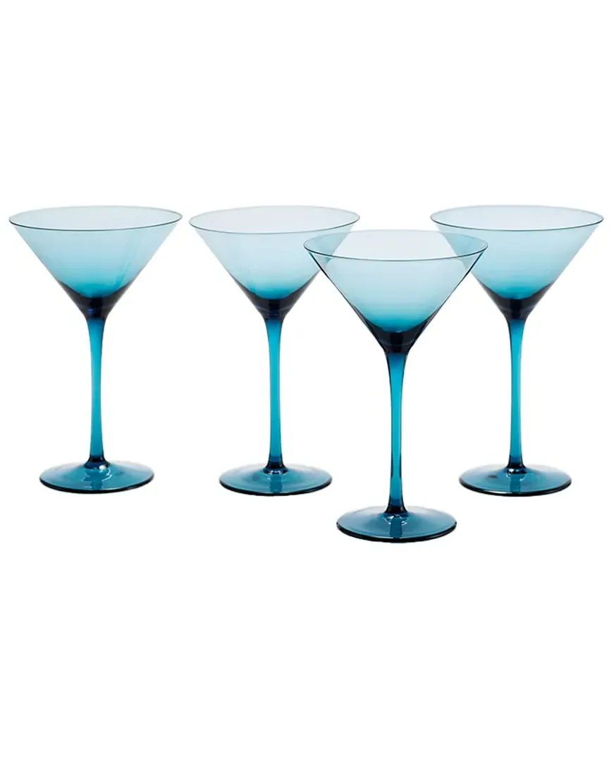 Gala Set of 4 Martini Glasses - Blue, Glass