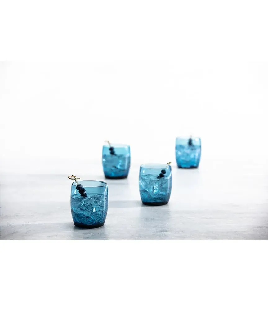Gala Set of 4 Short Beverage Glasses - Blue, Glass