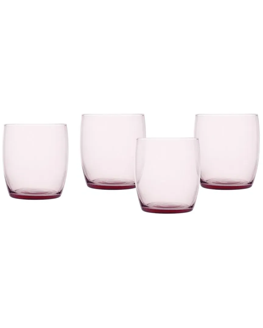 Gala Set of 4 Short Beverage Glasses - Pink, Glass