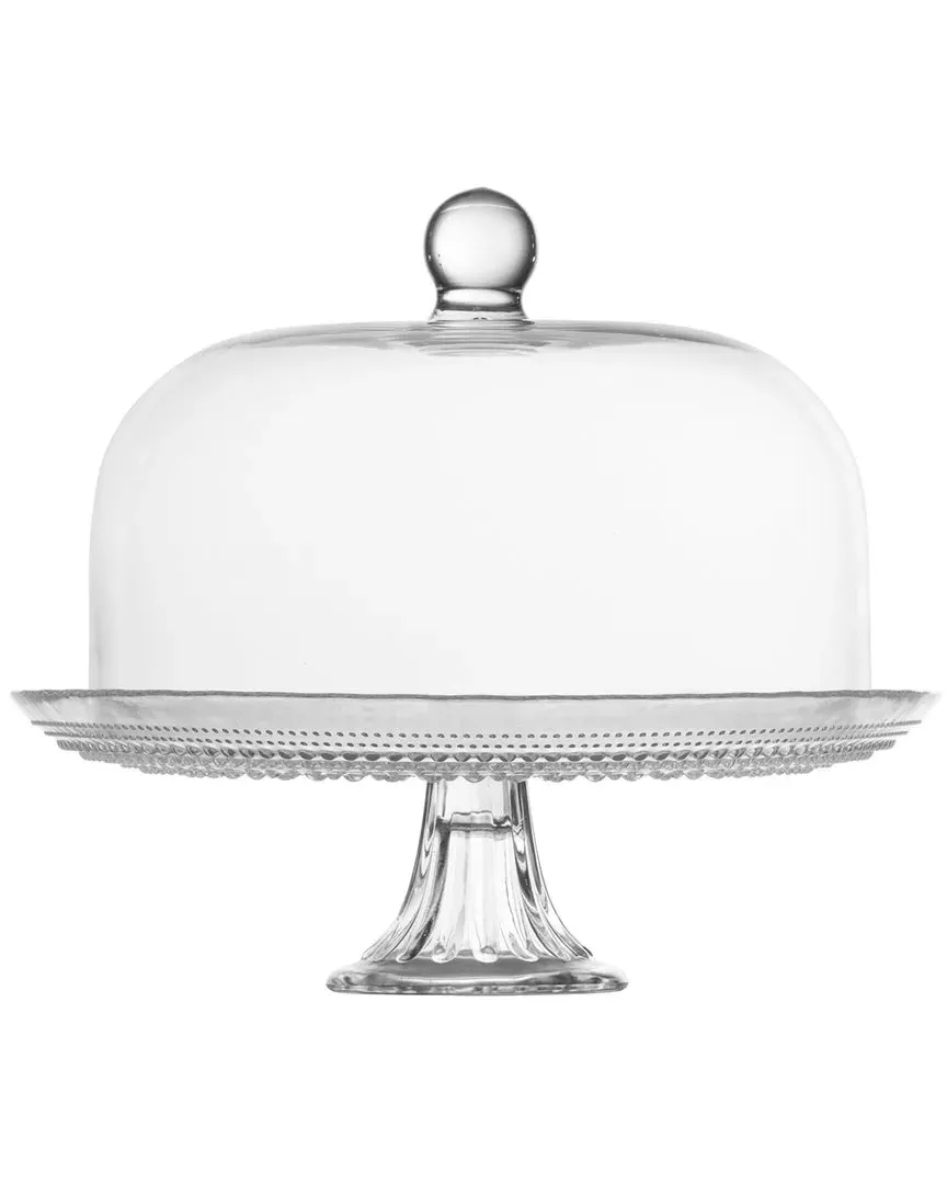 Jupiter 13in Cake Stand & Dome Set - Clear, Glass