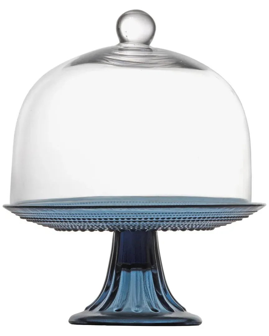 Jupiter Glass 8.5in Mini Cake Stand & Dome Set - Blue image