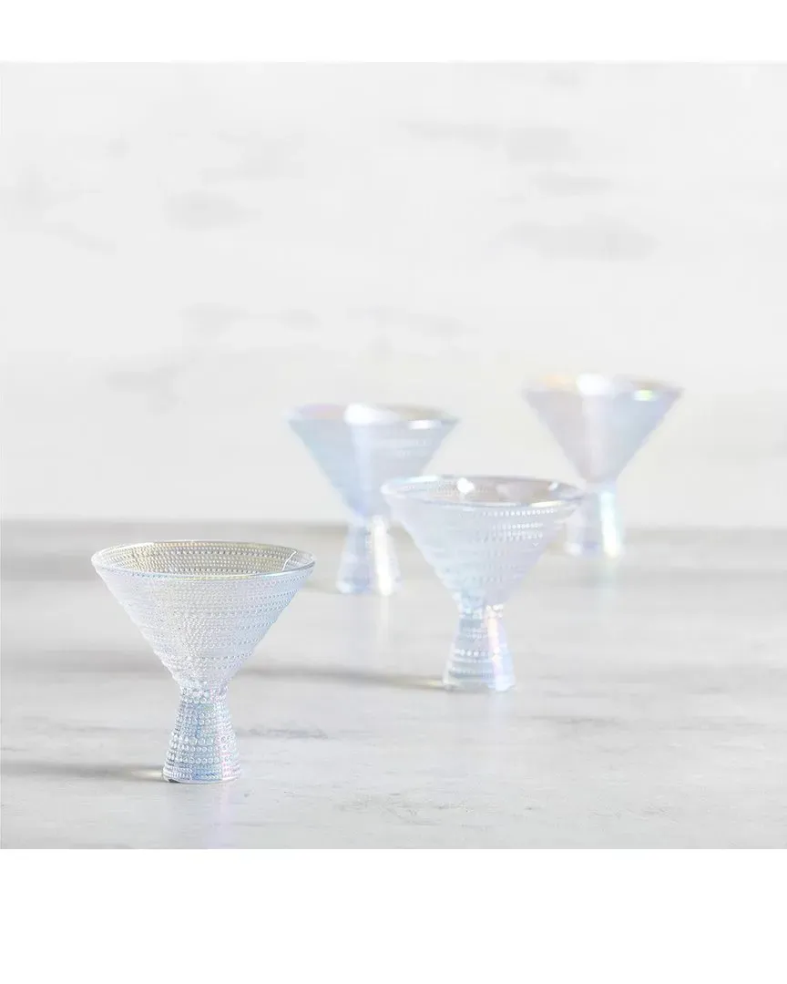 Jupiter Set of 4 Martini Glasses - Iridescent, Glass