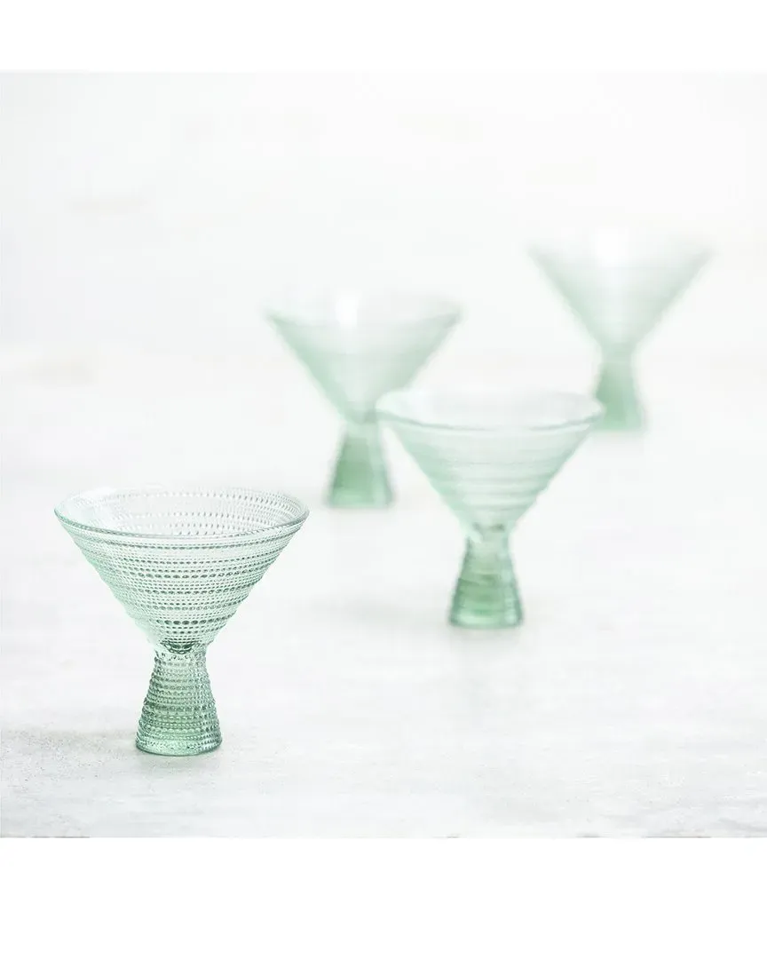 Jupiter Set of 4 Martini Glasses - Sage Green, Glass