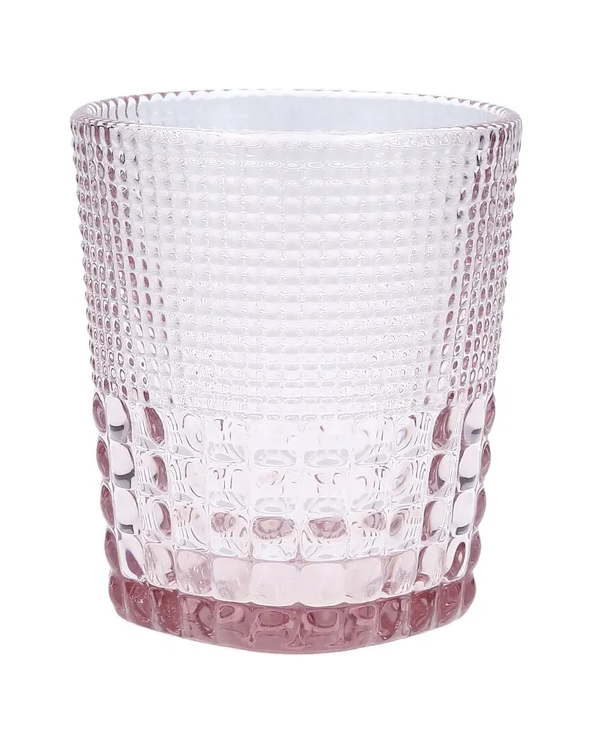 Malcolm Set of 6 Double Old Fashioned Glasses - Pink, Glass