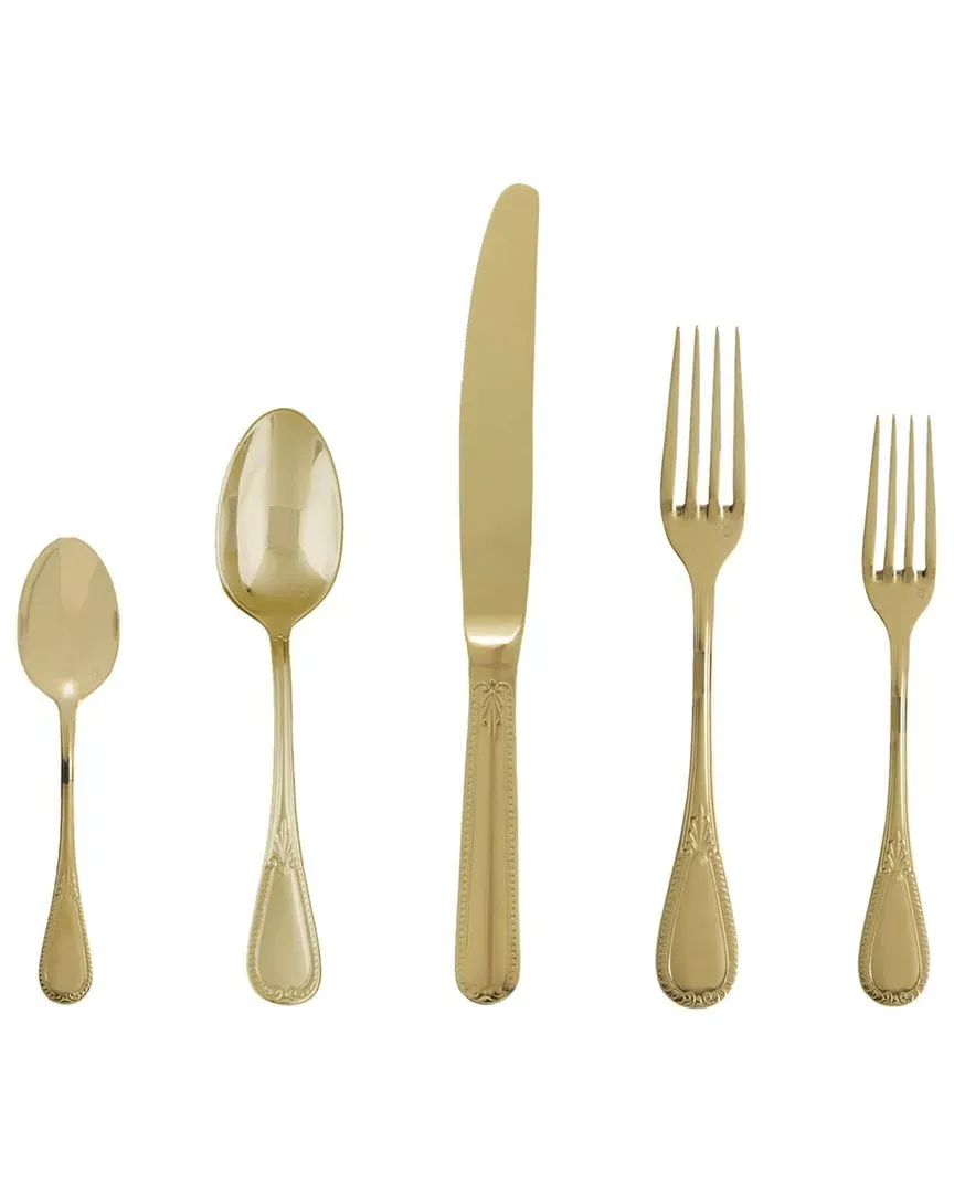 Savoy 5pc Flatware Set - Gold, Stainless Steel