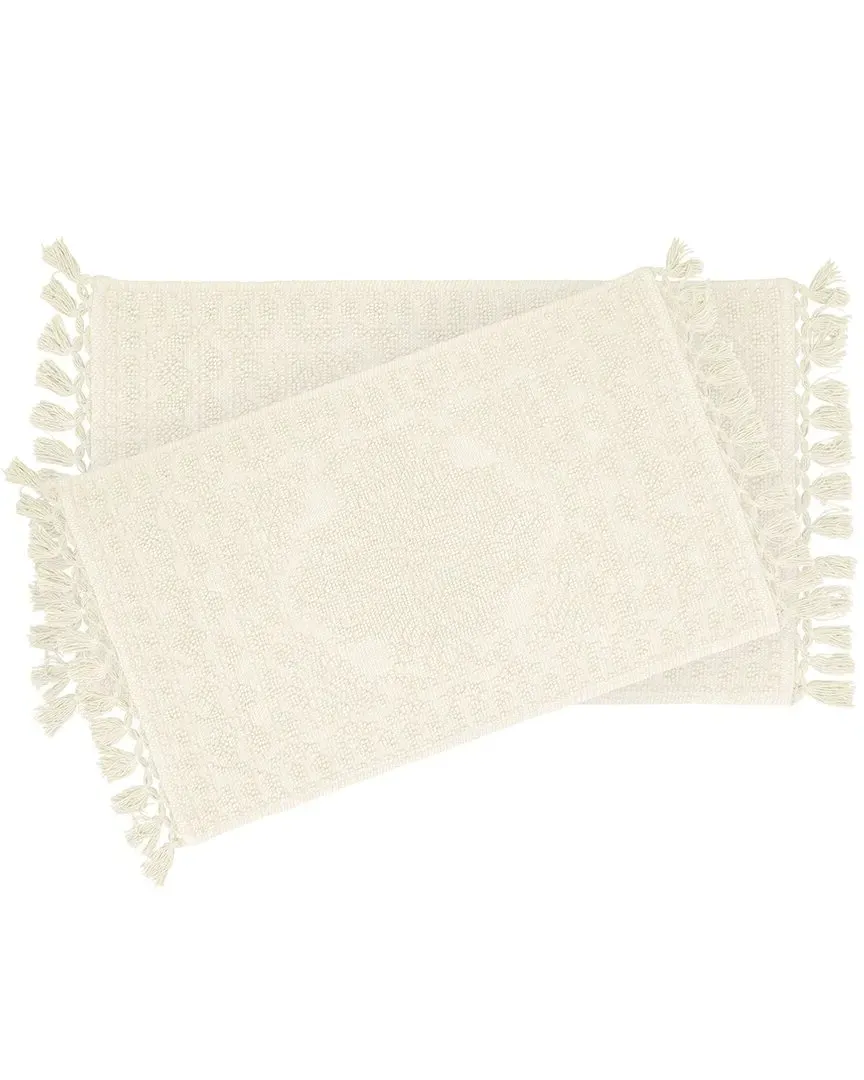 Nellore 2pc Fringe Bath Rug Set - Ivory, Cotton image