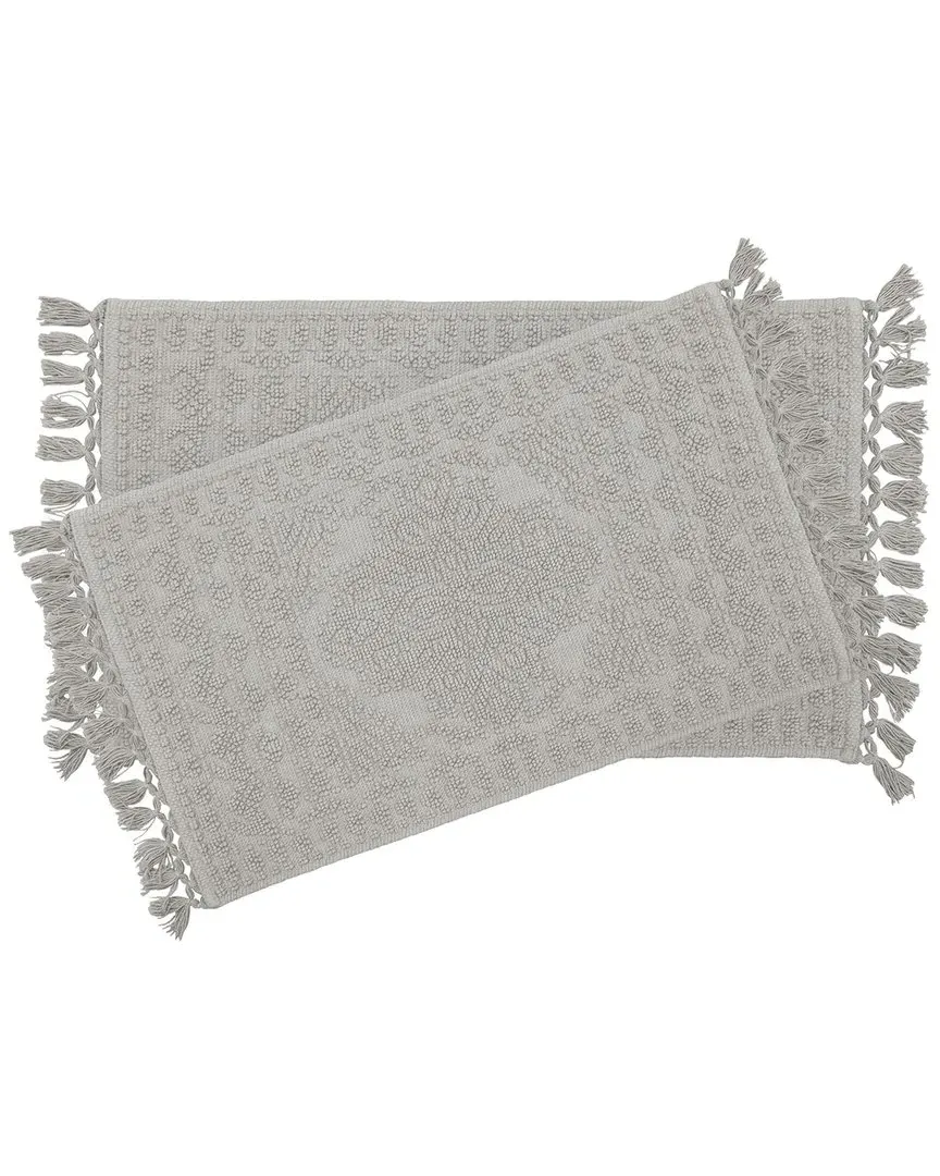 Nellore 2pc Fringe Bath Rug Set - Medium Gray, Cotton