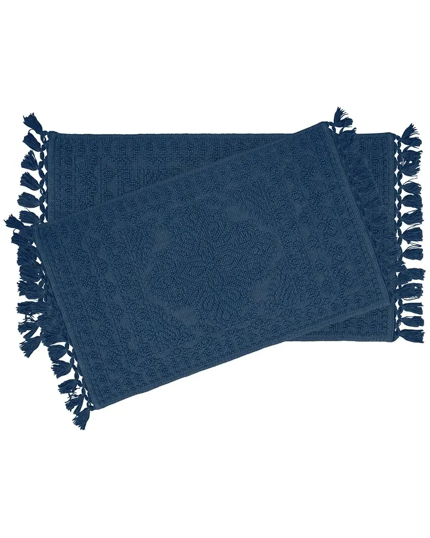 Nellore 2pc Fringe Bath Rug Set - Navy, Cotton