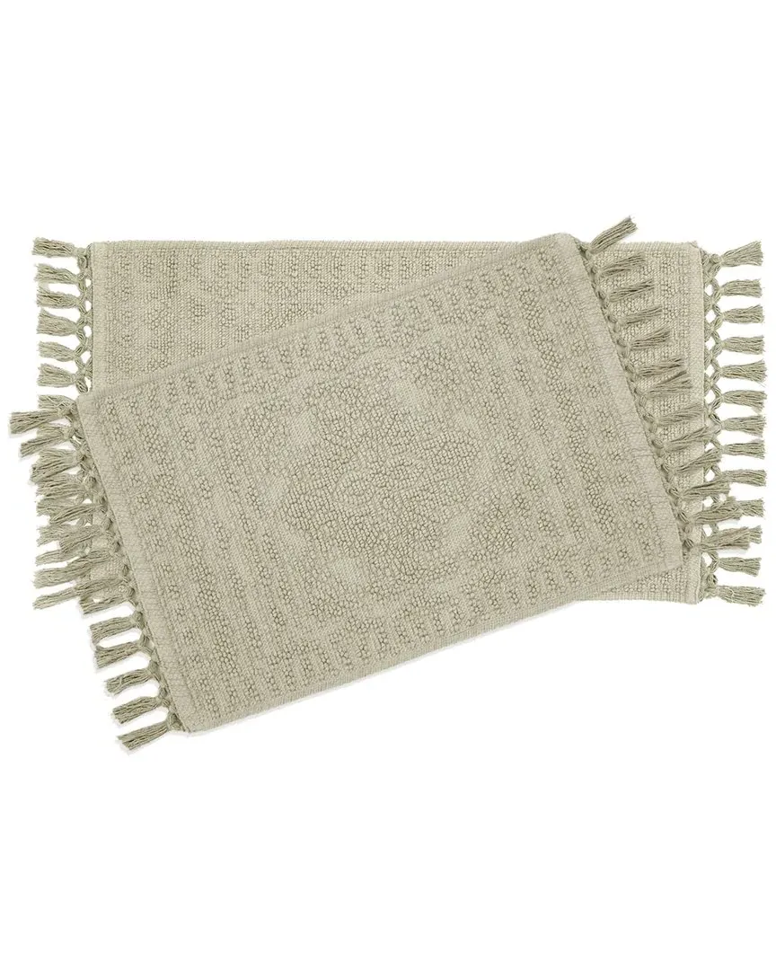 Nellore 2pc Fringe Bath Rug Set - Taupe Grey, Cotton