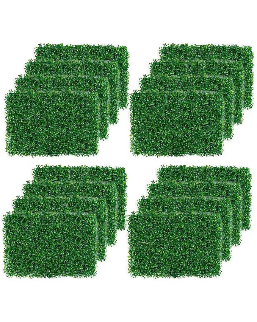 12pc Artificial Boxwood Topiary Panels - Green, Plastic image