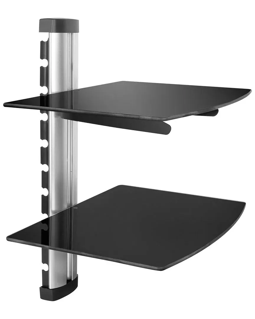 2 Tier Glass Wall Mount Shelf - Black