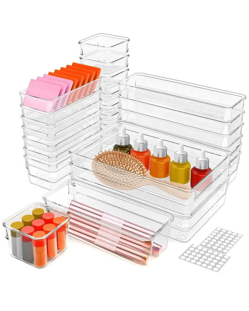 25pc Clear Plastic Drawer Organizers - Clear, PET image