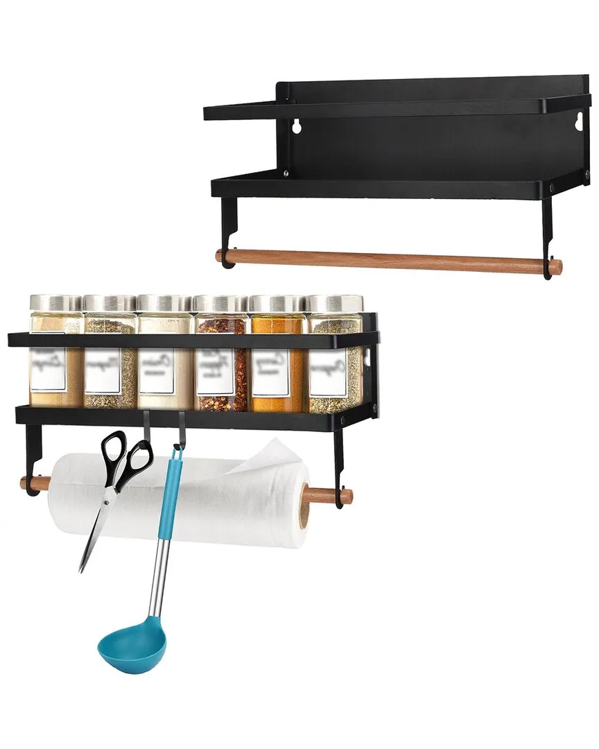 2pc Magnetic Spice Racks for Refrigerator - Black, Carbon Steel image