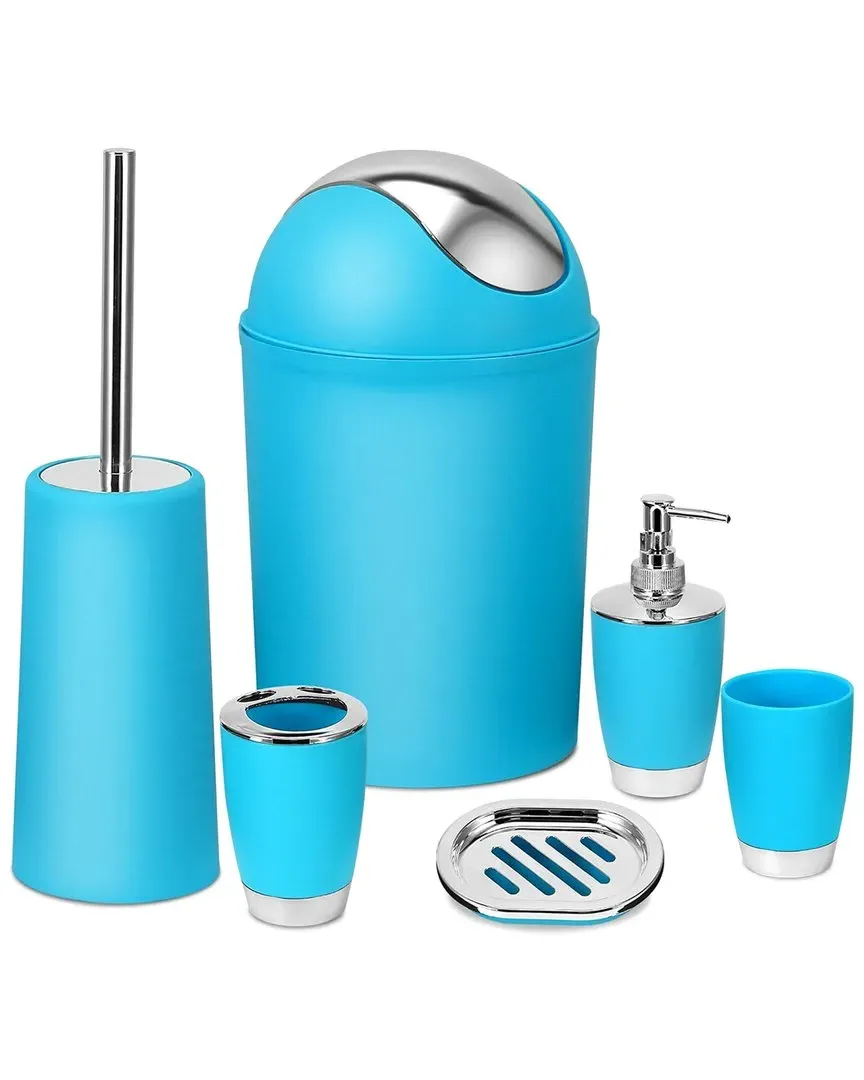 6-Piece Bathroom Accessories Set - Blue, PP