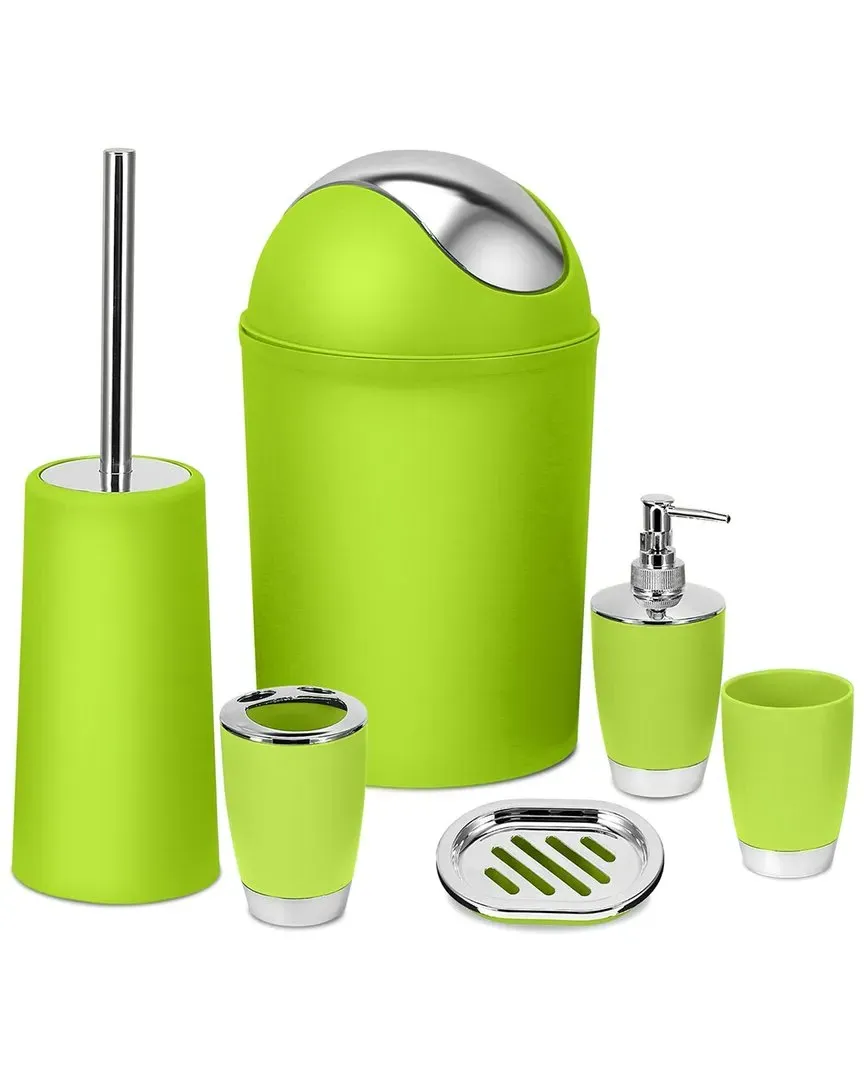 6-Piece Bathroom Accessories Set - Green, PP