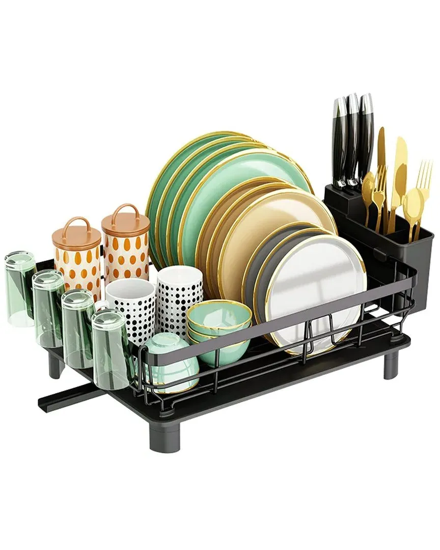 Kitchen Countertop Dish Drying Rack - Black, Carbon Steel image