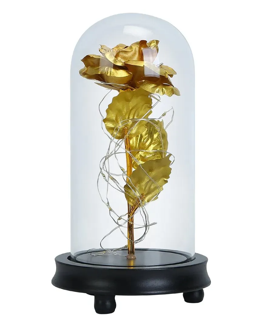 LED Rose Fairy Light with Glass Dome - Gold image