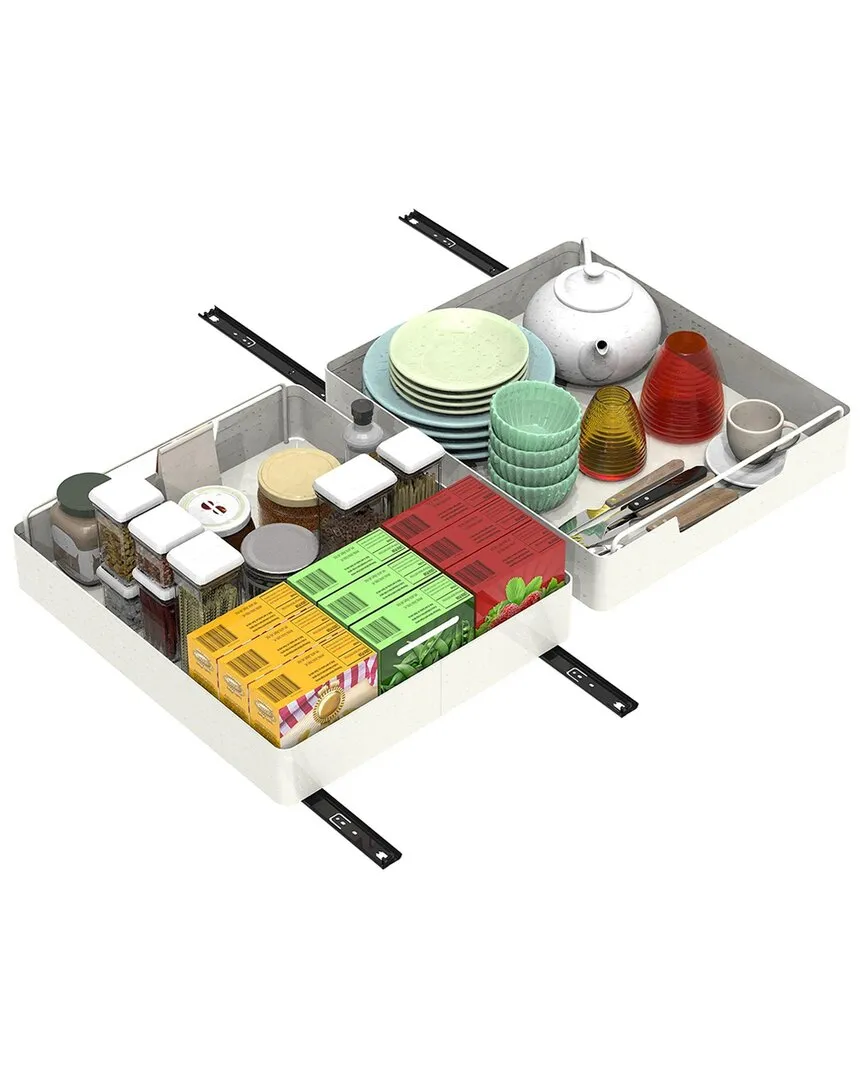 NewHome 2pc Pull Out Cabinet Organizers - White, Carbon Steel