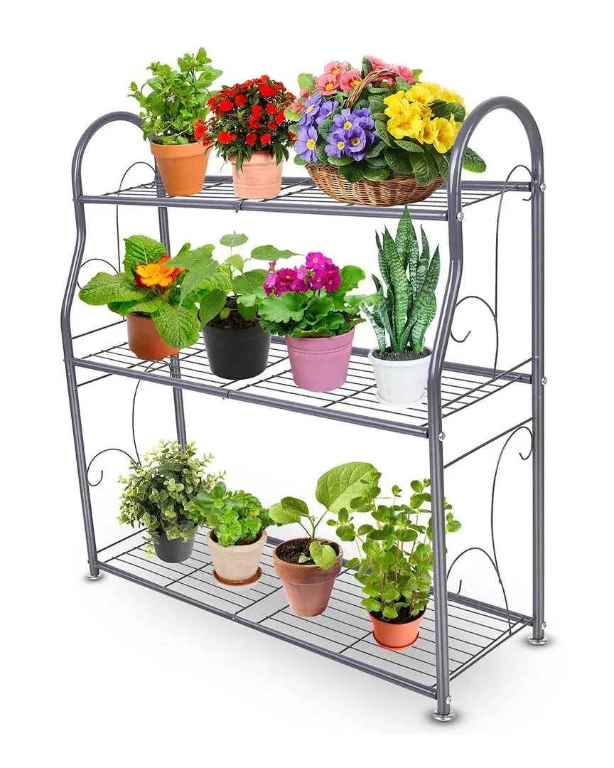 NewHome 3 Tier Plant Stand - Grey, Iron image