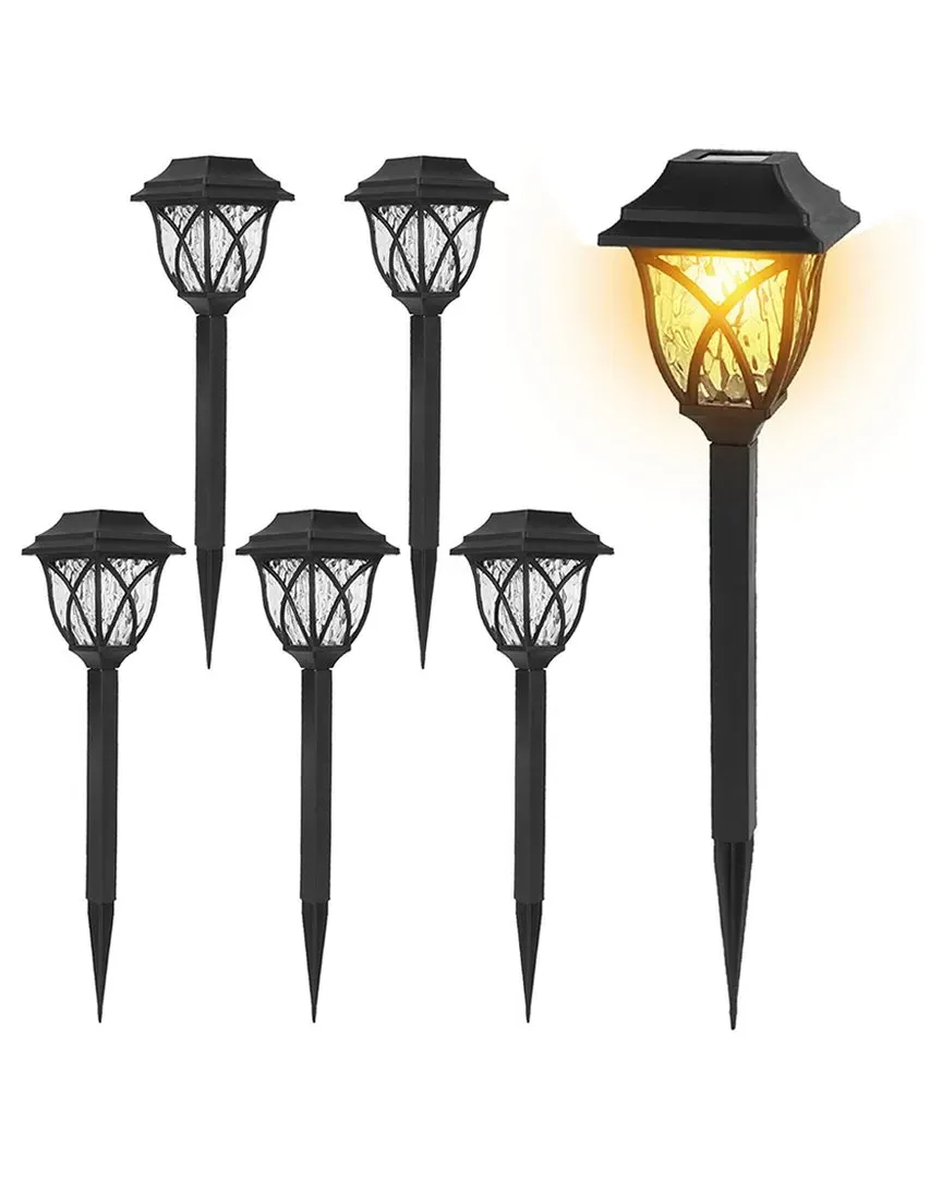 Pack of 6 Solar Garden Stake Lights - Black image