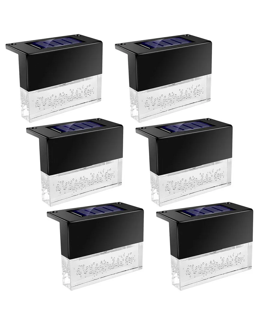 Solarek Set of 6 Solar Deck Fence Lights - Black, ABS image