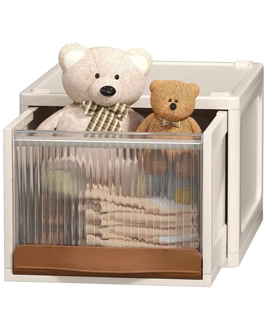 Stackable Storage Bin with Dual Opening - White image
