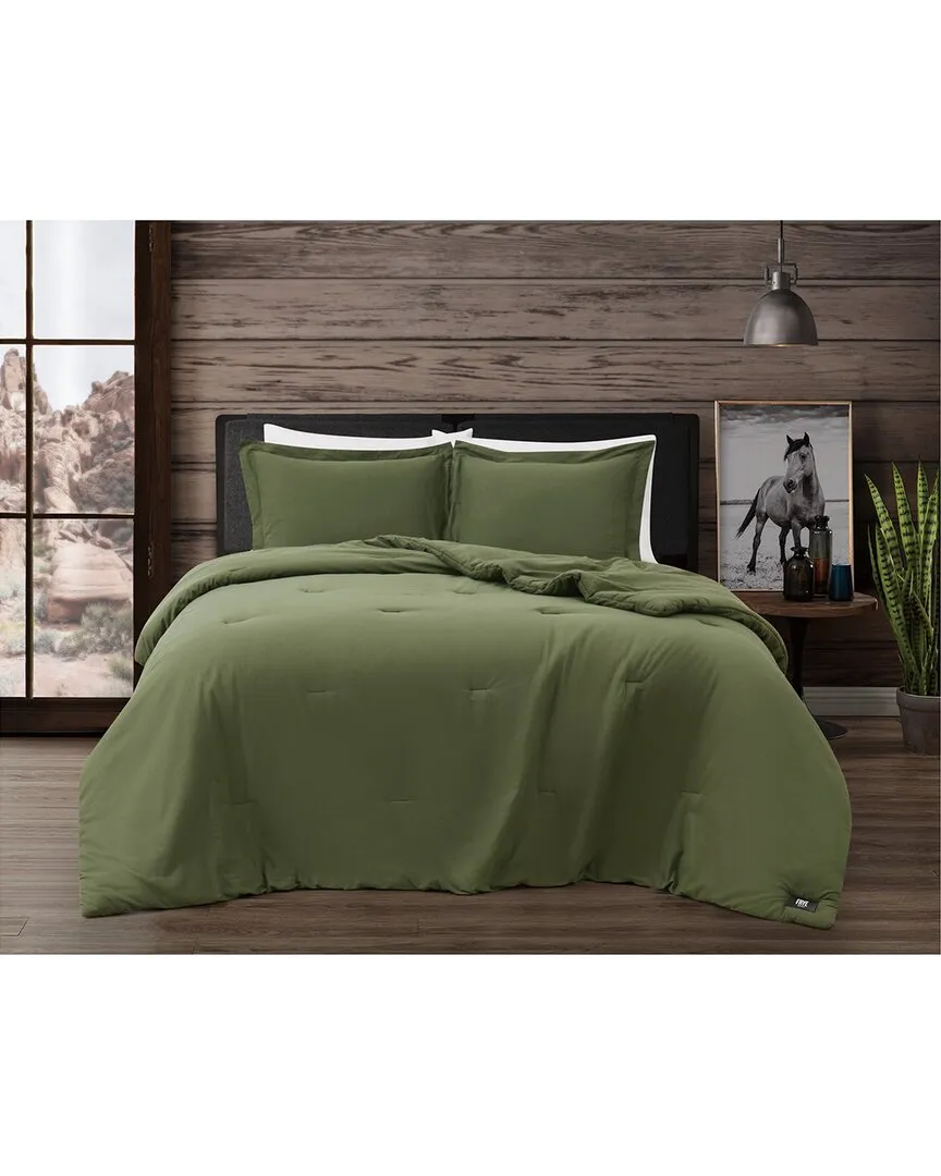 Vintage Washed Cotton Comforter Set - Green