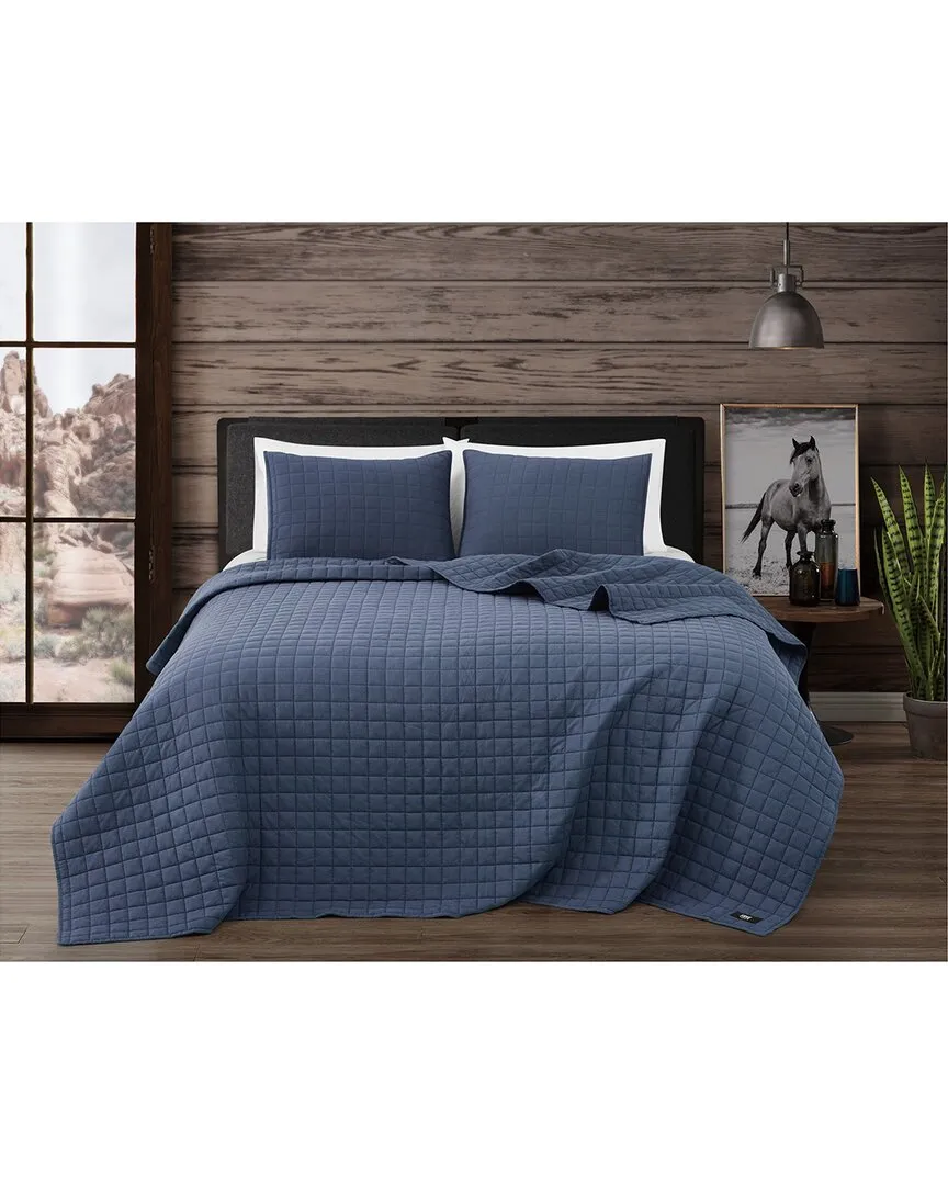 Vintage Washed Cotton Quilt Set - Blue image