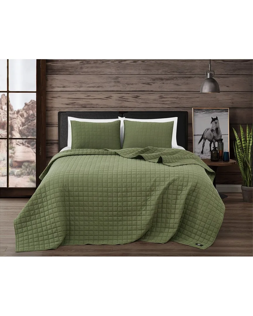 Vintage Washed Cotton Quilt Set - Green