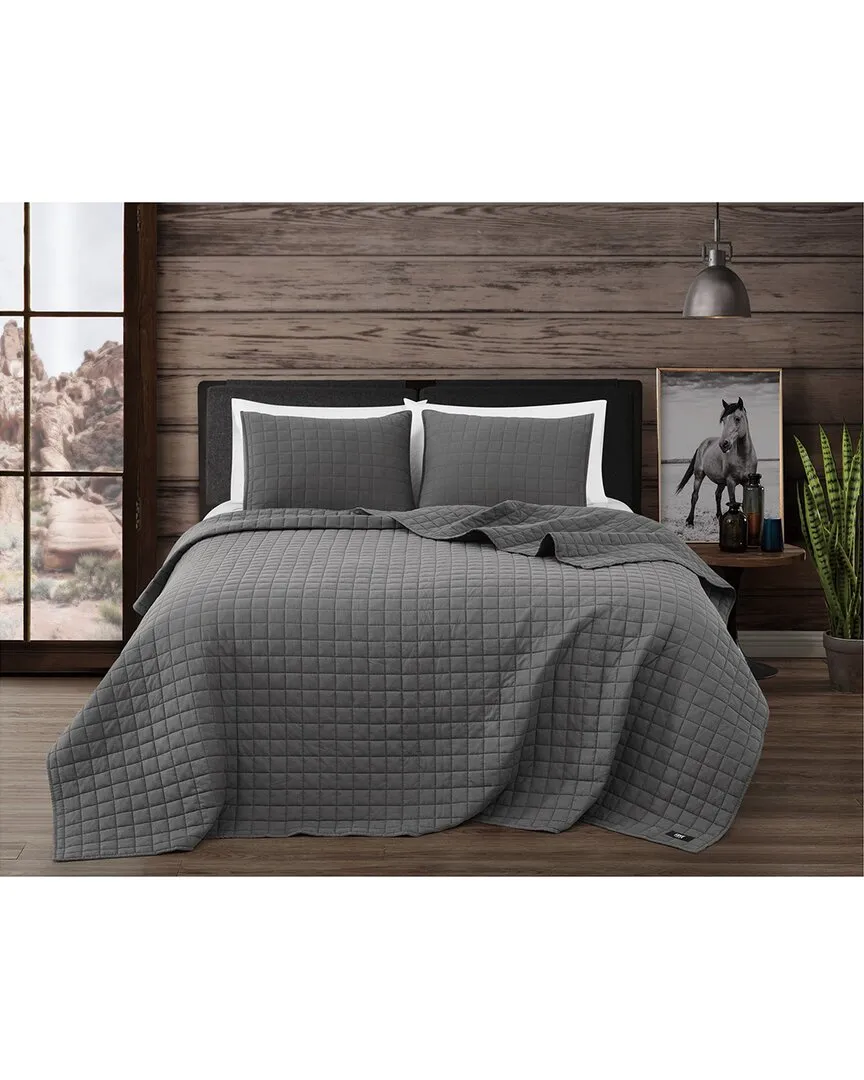 Vintage Washed Cotton Quilt Set - Grey