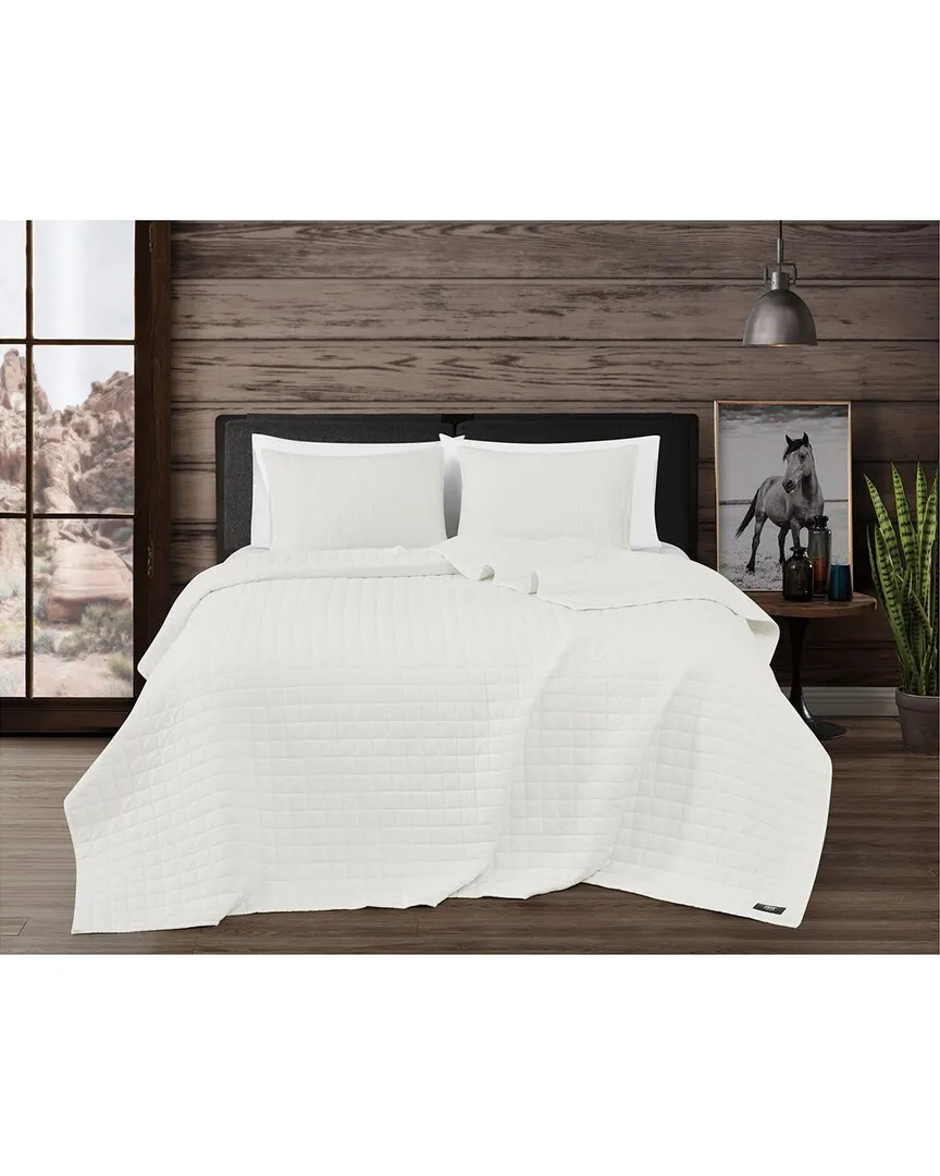 Vintage Washed Cotton Quilt Set - White