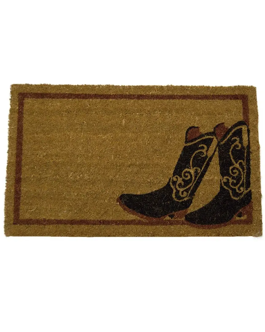 Coir Cowboy Boots Door Mat - Multicolor