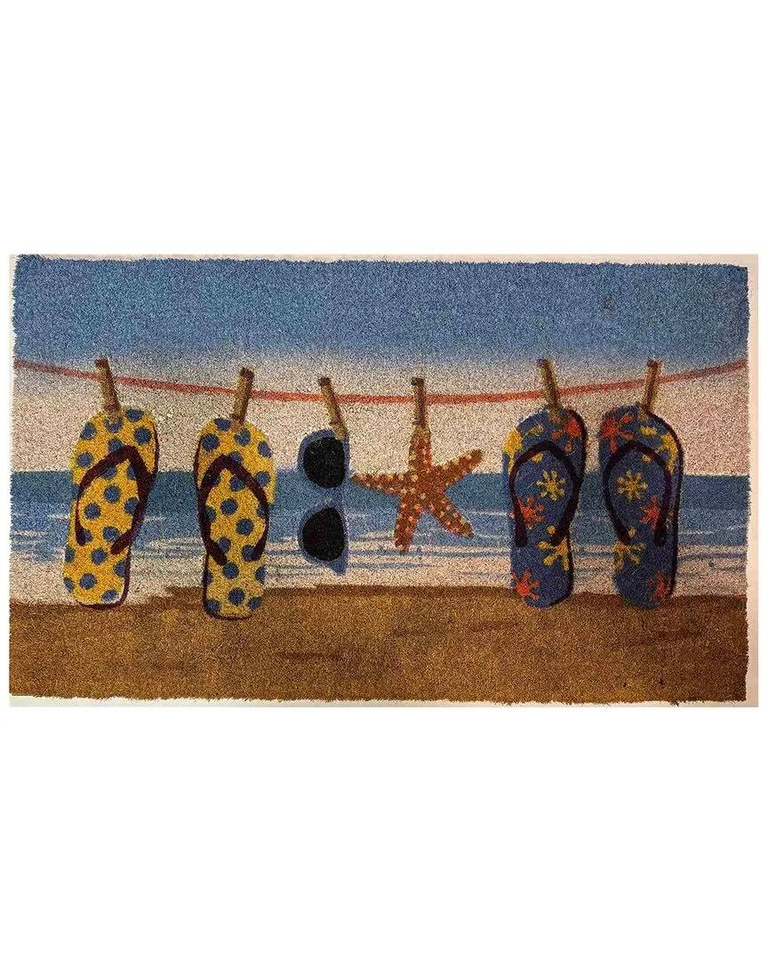 Coir Sandals on Line Welcome Mat - Multicolor image