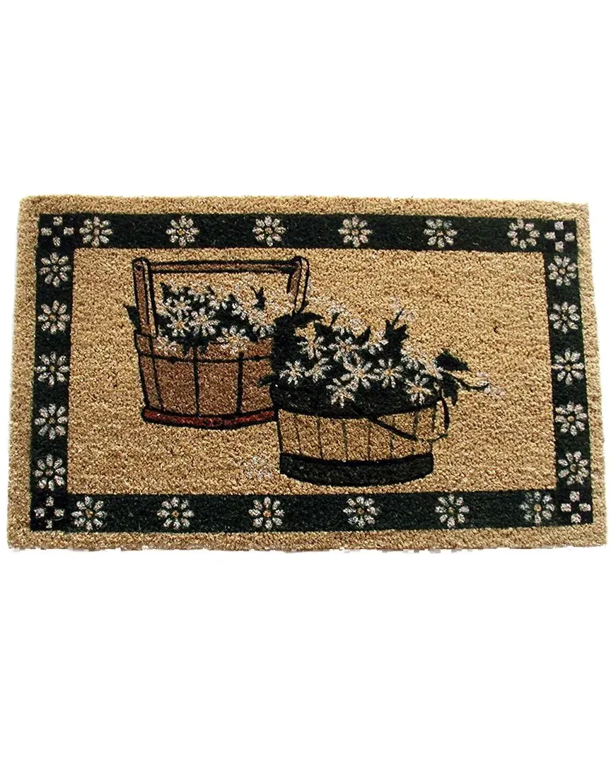 Coir Spring Floral Basket Welcome Mat - Multicolor