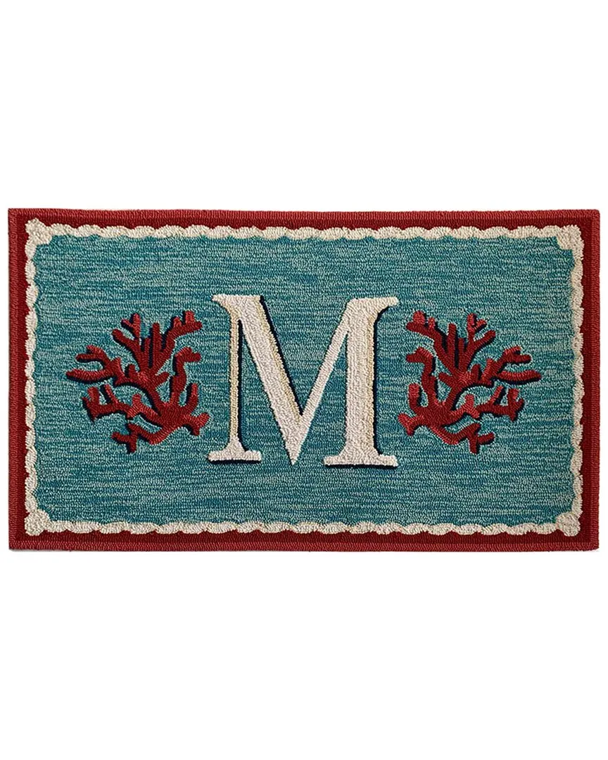 Hand-Hooked Initial Monogram Rug - Blue, Polyester image