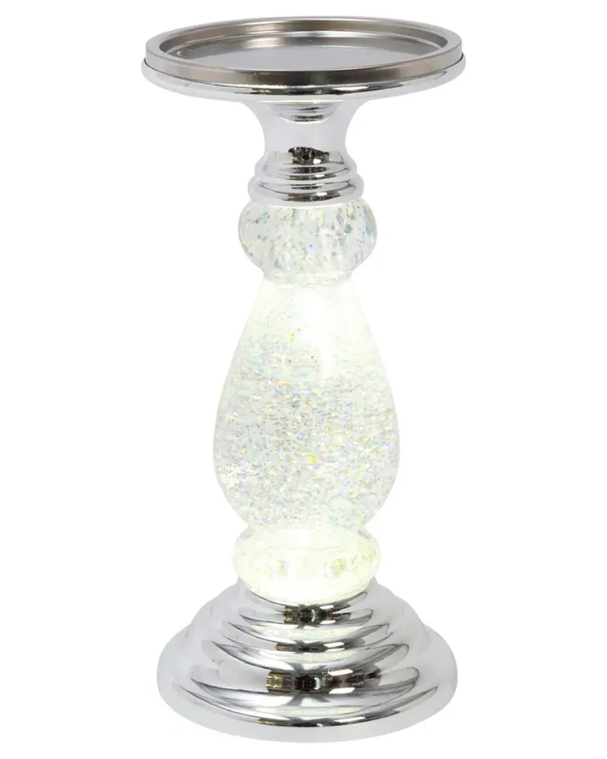 10.25in Battery Operated Water Globe Candle Holder - Silver image